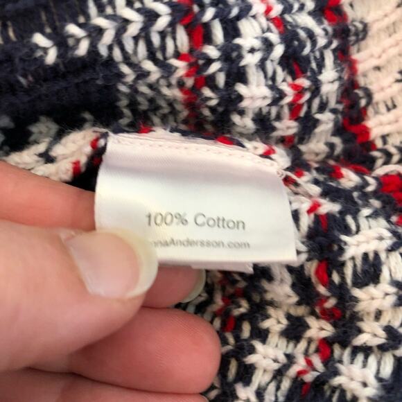 Hanna Andersson navy white red snowflake Nordic cardigan size Extra Small XS - Picture 12 of 16